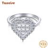 Tancise Women Classic 925 Sterling Silver Zircon Ring Ladies Jewelry Wedding Promise Party Gift