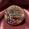 Brooch Pin American Flag Flower Blooming Enamel Lapel Pin with Stars Stripes