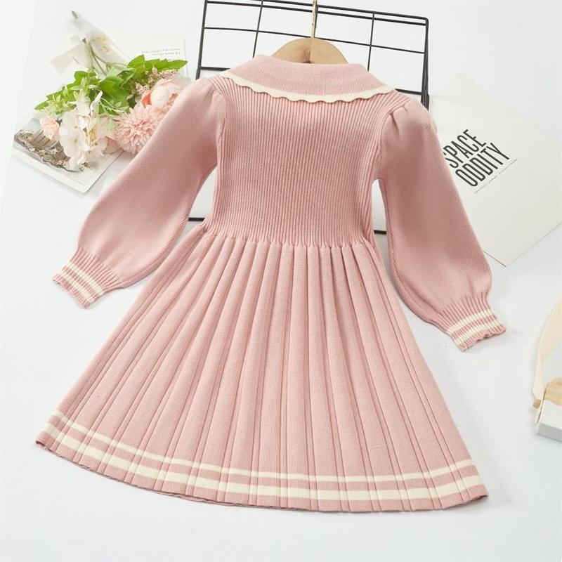 Girls Dress New Autumn Winter Thickening Warm Sweater Dress Girls Princess Dress College Style Bow Knitted Dress Girls Dress