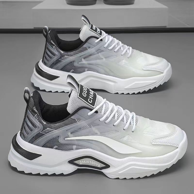 Internet celebrity popular men's shoes spring and autumn 2025 new versatile sports leisure running height increase youth mesh dad shoes