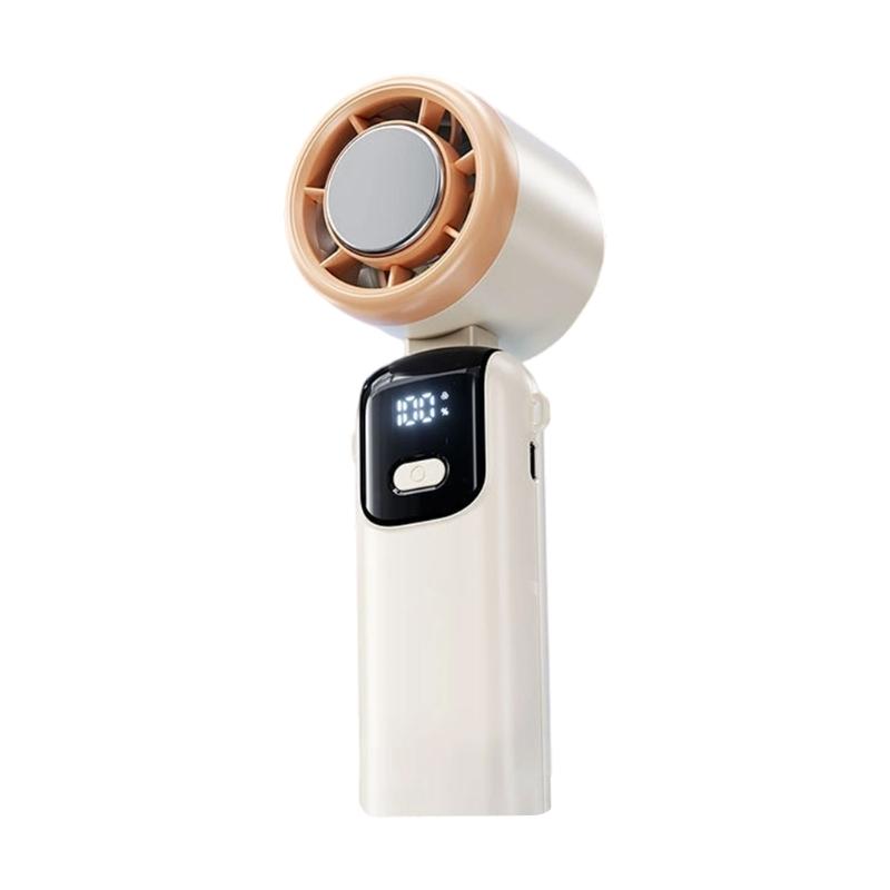 Складной настольный вентилятор с креплением на шею, технология Turbos Cooling, 5 скоростей, светодиодный дисплей, складной, портативный, для летнего использования на улице