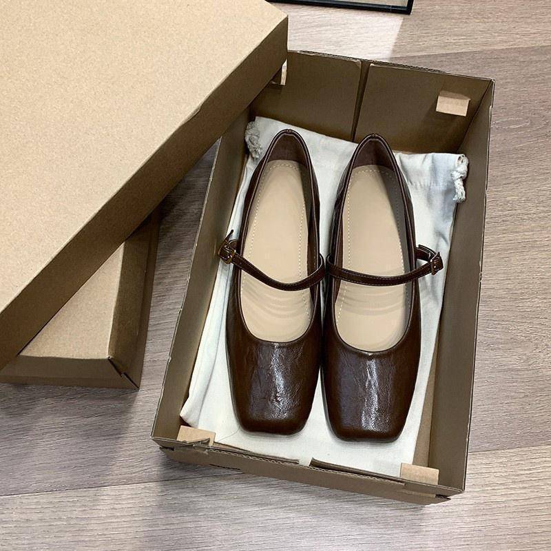 Французские британские туфли из кожи для женщин, новые весенние и осенние повседневные туфли Мэри Джейн в стиле ретро с квадратным носком для женщин