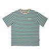 Li Ning Striped Round Neck Breathable Versatile Short Sleeve T-Shirt Unisex T-Shirts Standard-White Ink-Green Fleece-Brown AHSV441-1