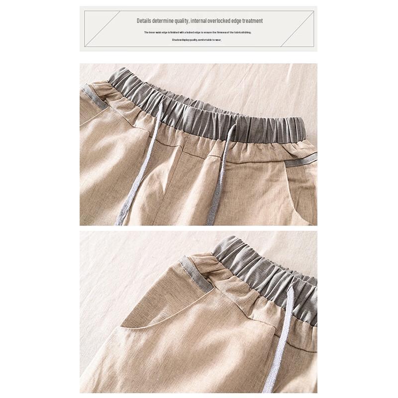 ROMON Men's Chinese Style Loose Linen Summer Casual Pants
