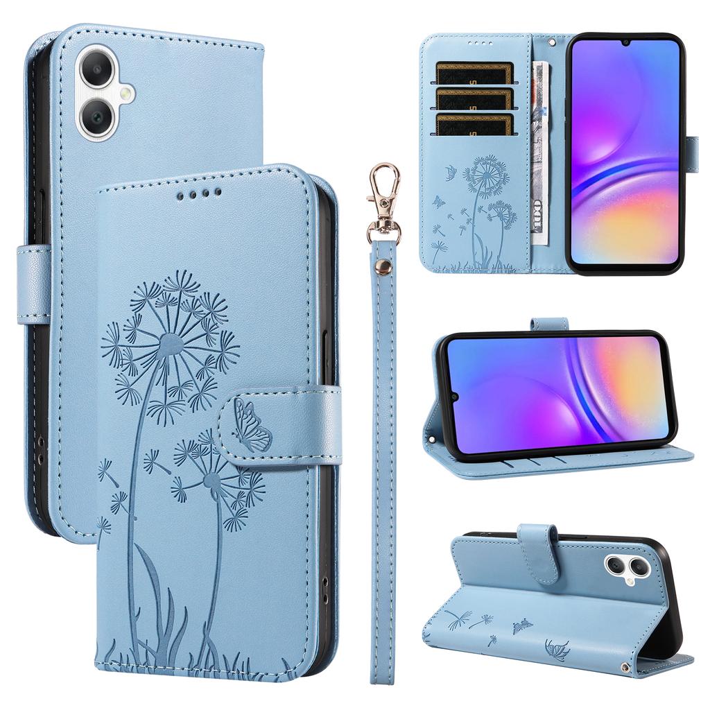 For Samsung Galaxy A06 5G/Galaxy A06 4G Leather Wallet Case with Strap Dandelion Imprint Phone Stand Cover