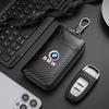 BBJV7 Carbon Fiber Leather Wallet Car Remote Key Storage Zippers Bag For Bmw 50th Anniversary M E36 F20 E46 E90 E87 E34 X3 X5 X6 M2 M3