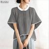 Женская повседневная летняя блузка с круглым вырезом и коротким рукавом