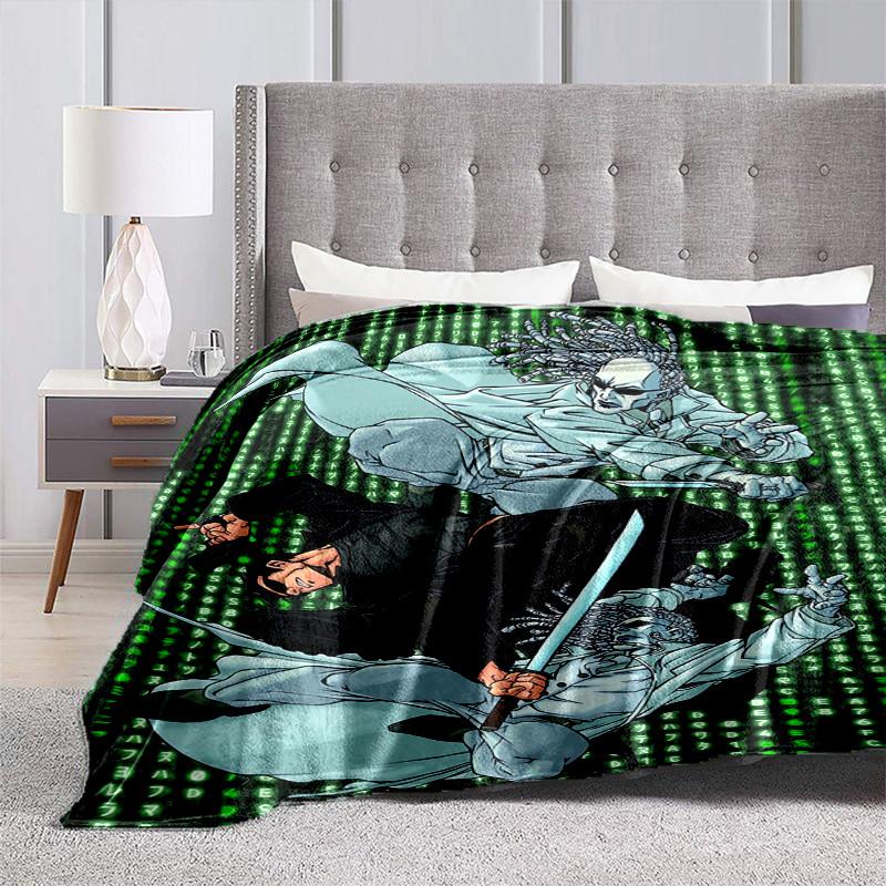 1pc Matrix Samurai Battle Cartoon Blanket,Portable Throw for Travel & Camping, All Season Cozy Blanket,Ideal Gift
