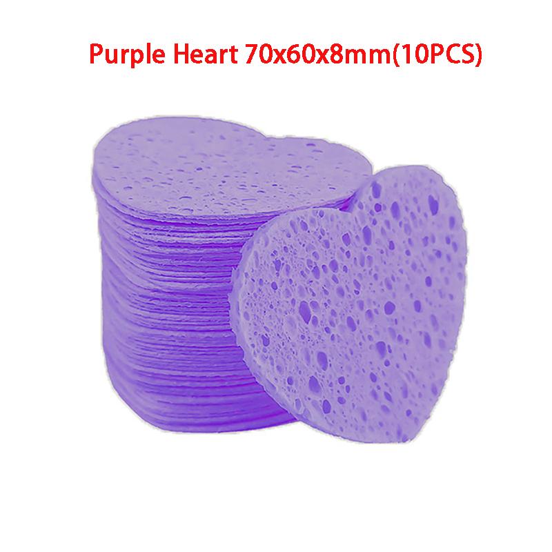 10pcs Estheticians Compressed Cosmetic Heart/Flower Shaped Cleansing Water Absorption Wood Pulp Pads Puff Facial Sponges Washing