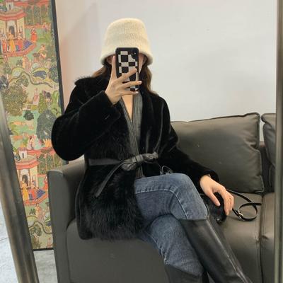 Новый меховой пояс, тонкая модель, экологически чистая пушистая тонкая куртка, женская средней длины