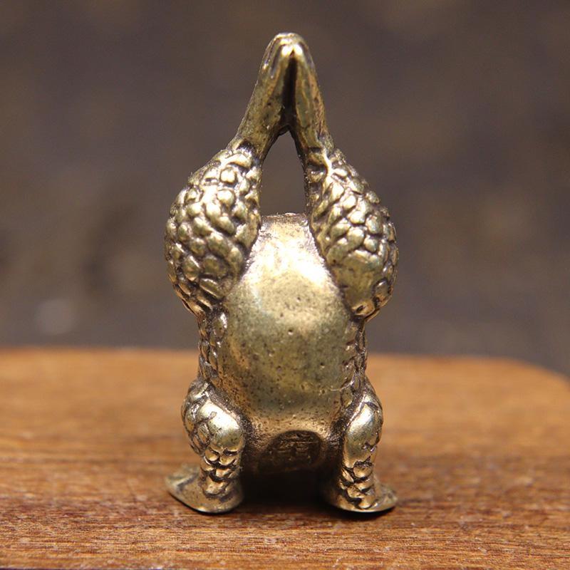 Винтажная латунная милая перевернутая статуя лягушки для йоги в стиле дзен, фигурки, скульптура лягушки для йоги, украшение для дома