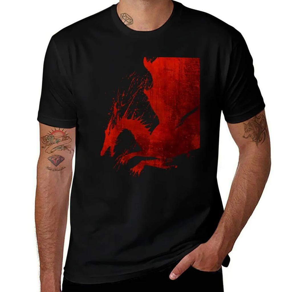 Футболка Dragon Age Origins Кровавый Дракон V2 оверсайз лето 2025 Эстетичные наряды для мужчин 2025 новая модель