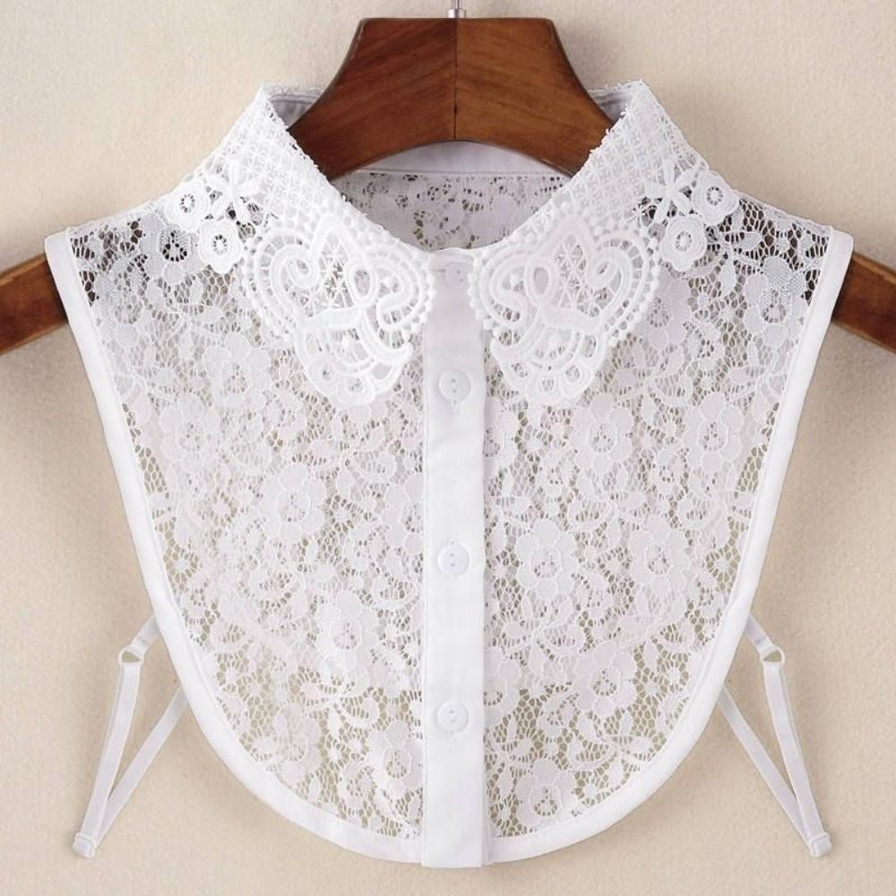 Fashion White Lace Fake Collar Black Vintage Shawl Detachable Front Tie Elegant Iris Blouse Shoulders Fake Collar Ladies