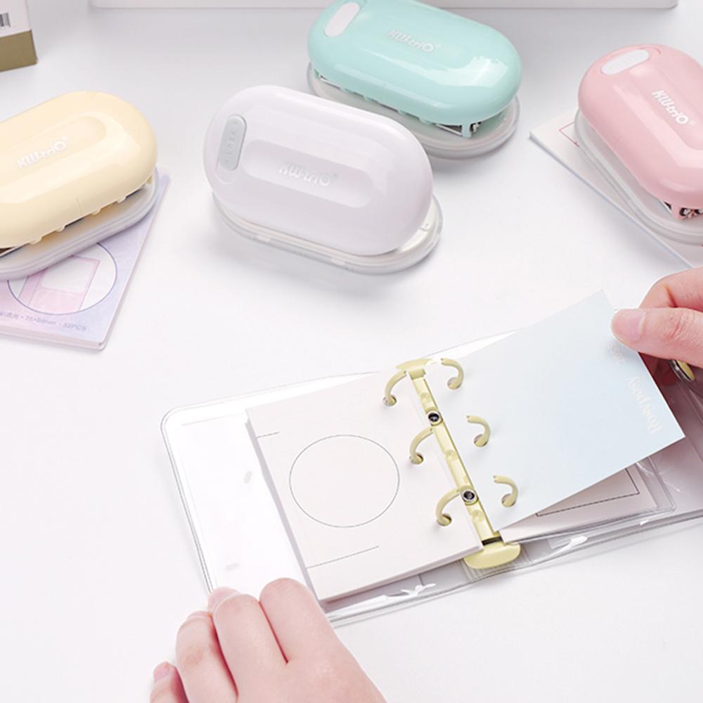 KWtriO 3Hole Paper Punch Ручной мини-дырокол для бумаги с отрывными листами Поддержка отверстия 5,5 мм 5 листов