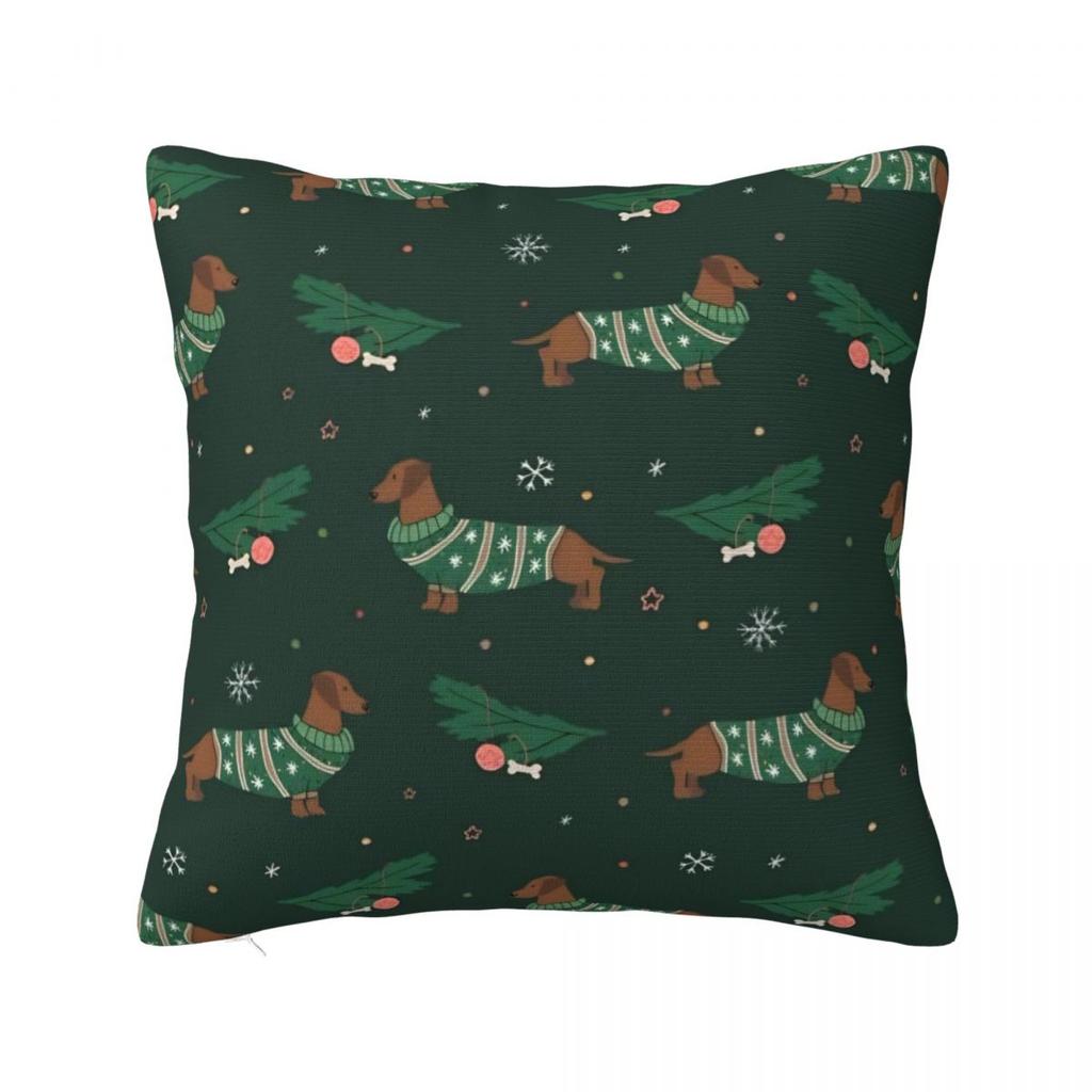 Dachshund Dog Square Pillow Covers Polyester Home Wiener Sausage Doxie Cushion Case Cute Decor Pillowcase 4040