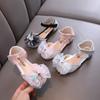 Милые детские сандалии, элегантные летние балетки со стразами и короной для девочек, модные повседневные туфли для принцессы с жемчугом