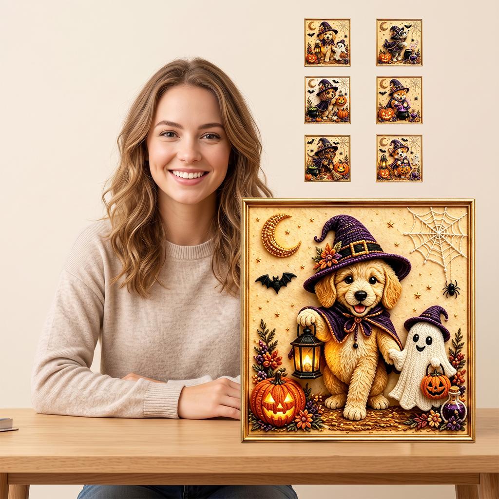 Pumpkin Dog Diamond Painting Kit Golden Retriever Pearl Art