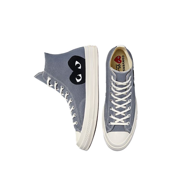 Comme Des Garçons PLAY X Converse Chuck 70 High Steel Gray Unisex Sneakers Grey Egret Black 171847C