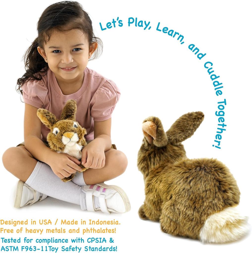 VIAHART Brown Rabbit Bridget Plush Toy Brown M Size (approx. 25cm) Fluffy and Soothing Rabbit Toy Washable Plush Toy