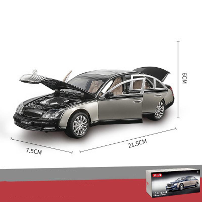 Масштаб 1/24 Benz 62S, литая под давлением модель автомобиля, игрушечный автомобиль с откатным механизмом, звуком и светом для детей, коллекция подарков для мальчиков и девочек