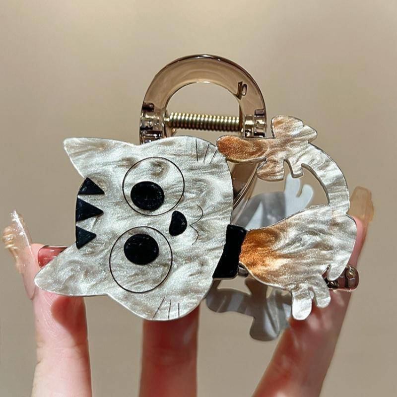 Cute Kitty Claw Clip for Women, 2025 New Model, High-End Shark Clip Hair Clip Back of Head Hair Accessory.