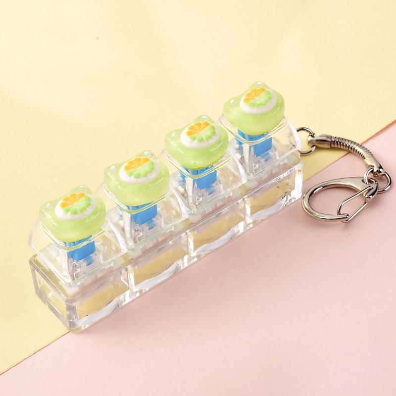 4-Key Smooth Fidget Keychain Portable Stress Reliever Mini Anxiety Relief Toy for School Students