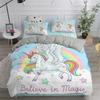 Children Cute Unicorn Duvet Cover Cartoon Bedding Set Rainbow Stripes Animals Children Kids Girls Gifts for Bedroom Decorations