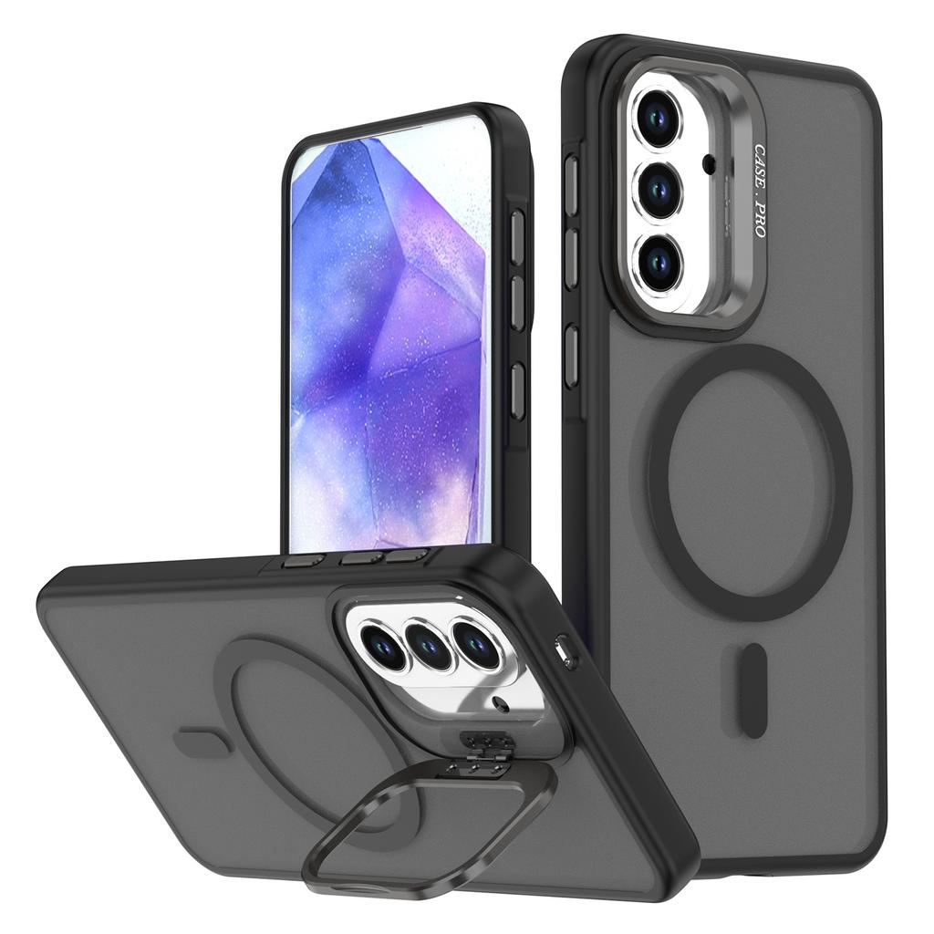 For Samsung Galaxy A55 5G Magnetic Case Foldable Kickstand Matte PC + TPU Phone Cover