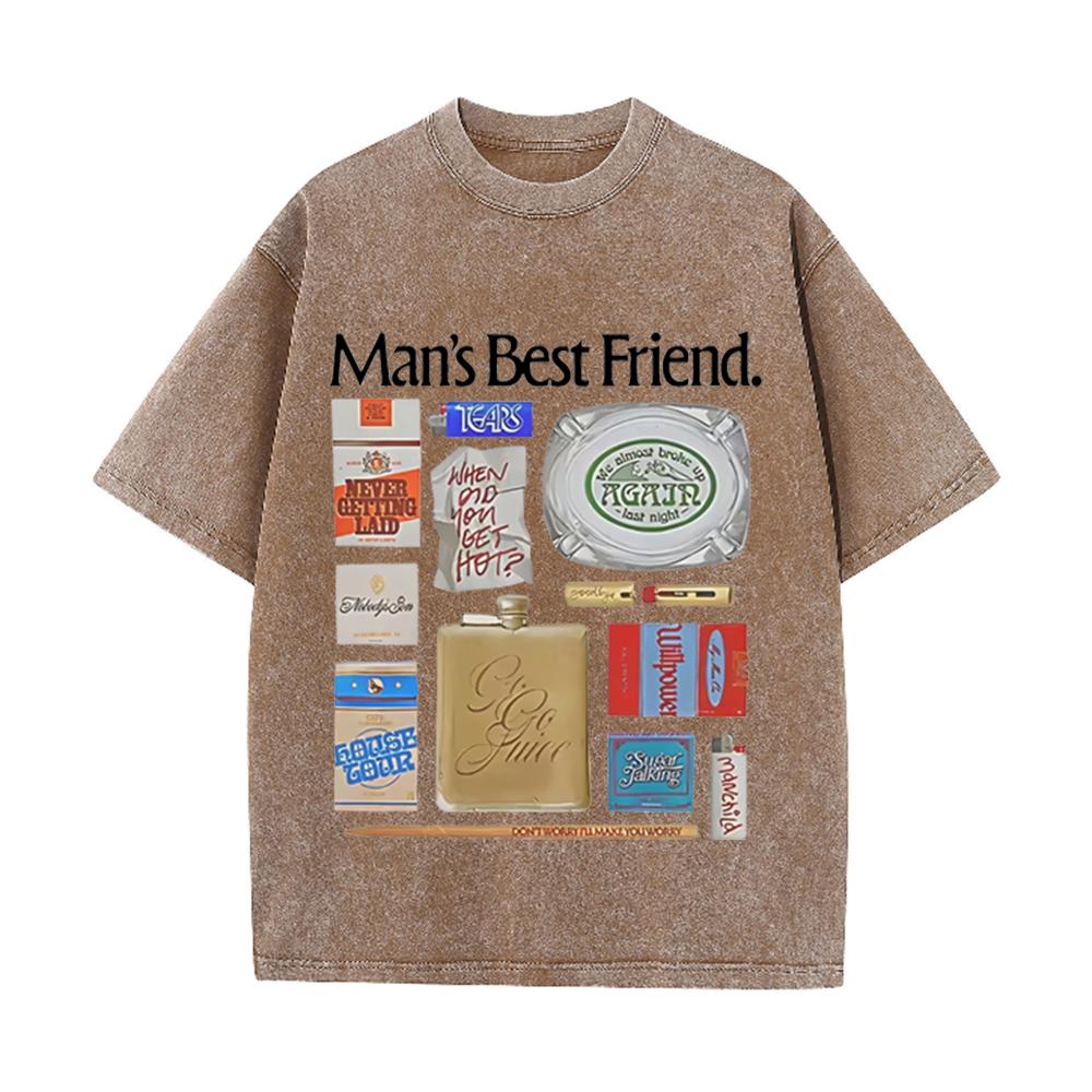 2026 Vintage Washed Short Sleeve T Shirt Men Retro Daily Item Graphic Tees Casual Loose Streetwear Crew Neck Tops For Men Women