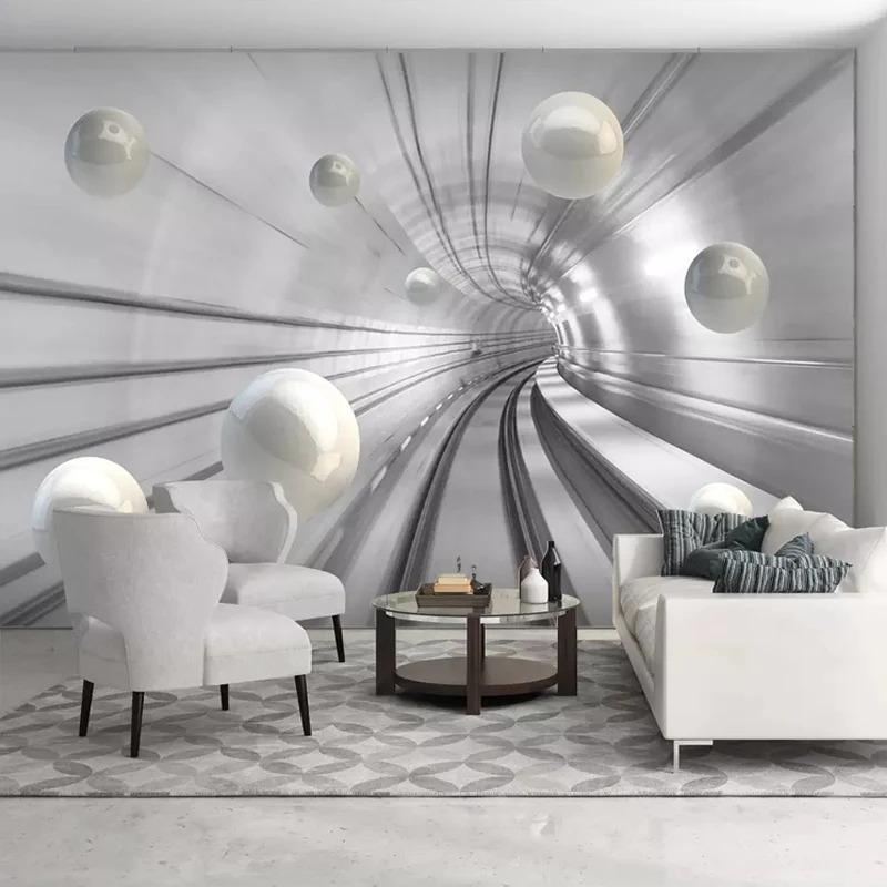 Modern Photo Wallpaper Abstract Tunnel Space Sphere 3d Wall Mural Living Room Bedroom Home Decor Wall Papers