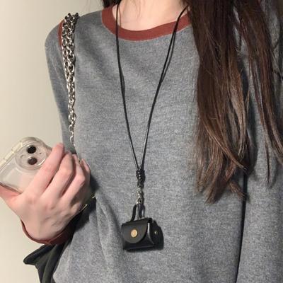 Подвесной кошелек для монет на шею, ожерелье на цепочке для свитера, кожаная сумка для ключей из искусственной кожи, длинное ожерелье на каждый день