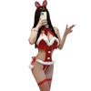 Рождественский сексуальный косплей Санта-кролик, девушка-кролик, экстремальный эротический купальник, милый искушающий женский подарок, галстук-бабочка, один размер, сетчатые колготки, повязка на голову