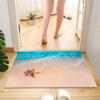 3D Wave and Beach Design Bath Rug Coastal Theme Flannel Mat, Water Absorbent & Quick Dry Floor Mat For Toilet Shower Kitchen Entryway Door