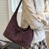 Korean Niche Bow Underarm Tote Bag Women's New Autumn and Winter Suede Retro Portable Commuter Bag Shoulder Bag