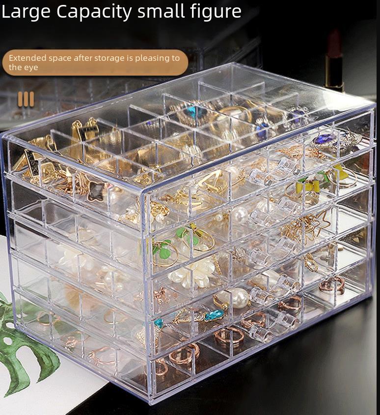 Free Shipping: Large-Capacity Transparent Jewelry Storage Box for Earrings and Necklaces - Dustproof and Drawer-Style