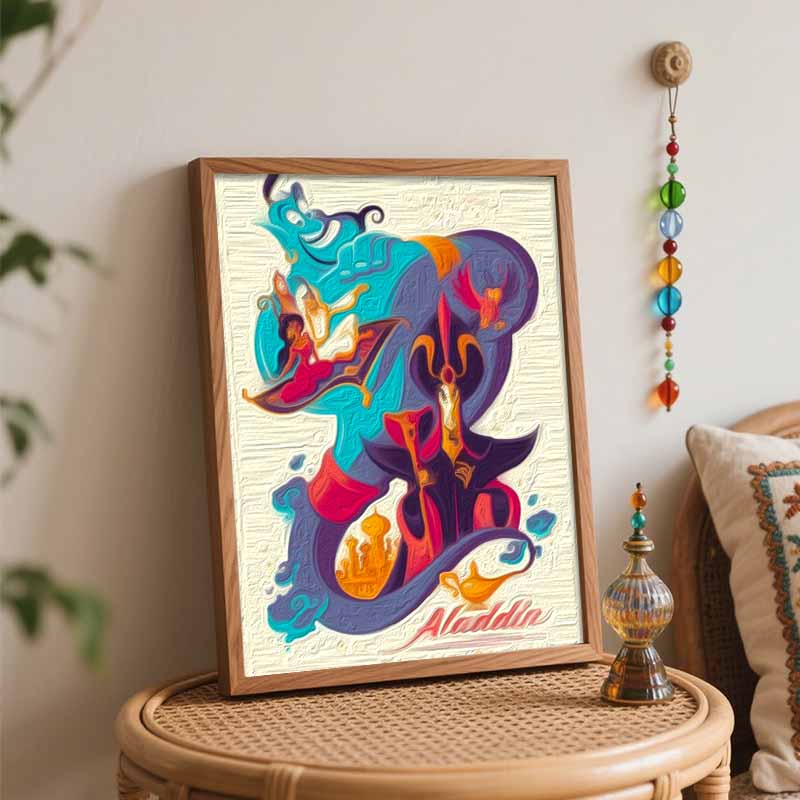Disney DIY Aladdin Genie Oil Painting Art Painting Kit Home Wall Decor Handmade Gift Art Crafts Painting Set For Living Room Bedroom 130