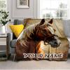 1PC Custom Name Equestrian Horse Portrait flannel blanket versatile,all-season throw suitable for the living room,bedroom,camping,travel,and gift