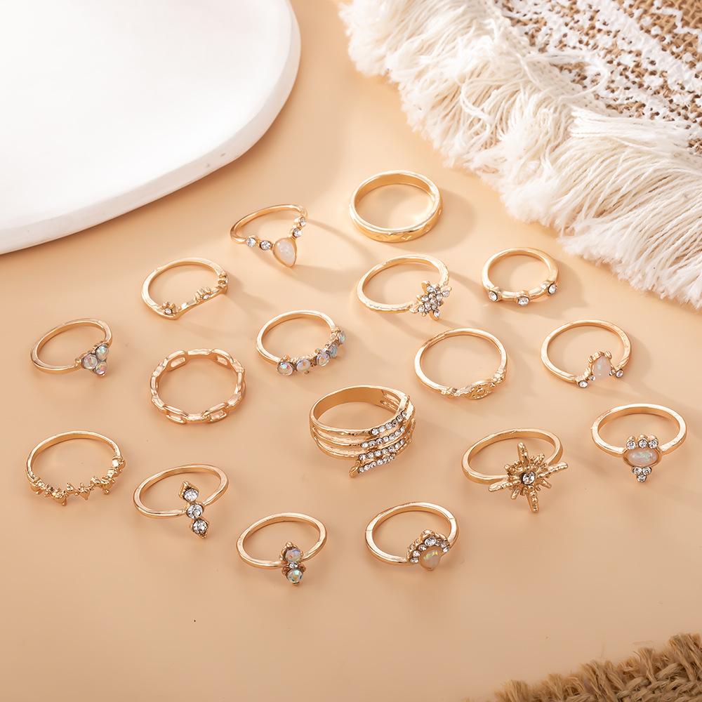 1Set Lady Bohemian style alloy zirconia ring set of jewelry pieces