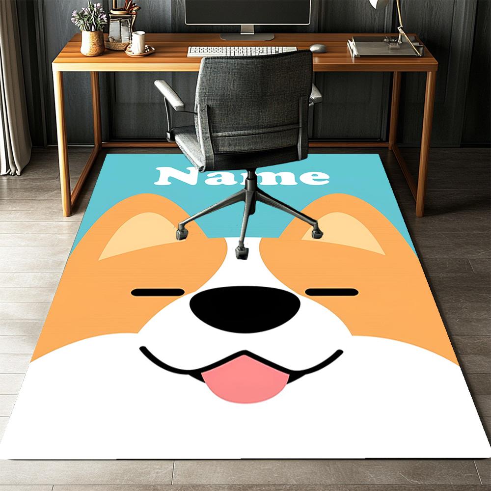 Custom Name Dog Printed Carpet,Rug for Office Chair Living Room Bedroom Kitchen Room Decor Gifts.
