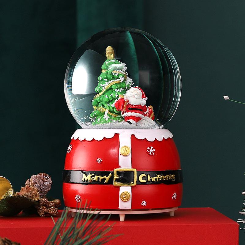 Cartoon Couple Crystal Ball Resin Snow Globe Music Box Toy