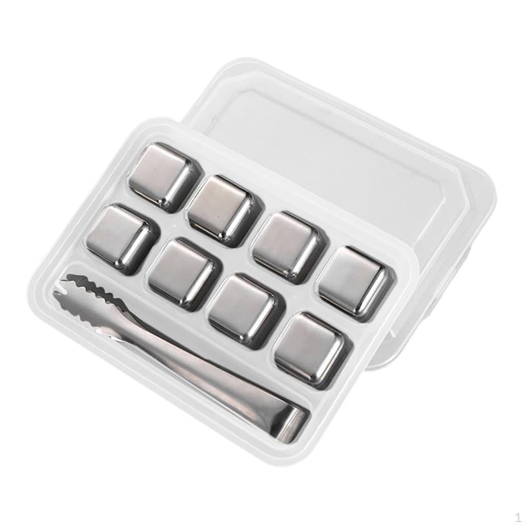 Набор кубиков для охлаждения напитков из нержавеющей стали премиум-класса с подносом — идеально подходит для виски, коктейлей и