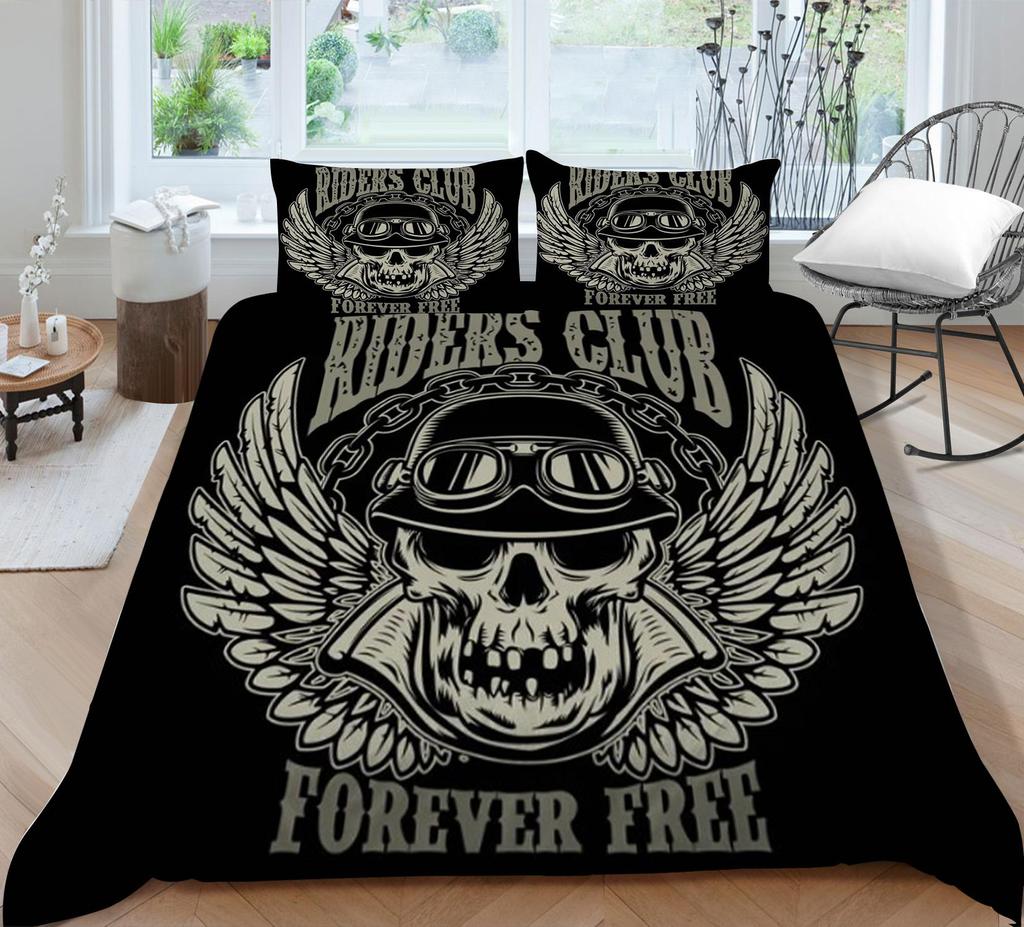 Home Bed Set Skull Print Pillowcase Bedspreads Soft Duvet Cover Queen King Size Teen Boy Girl 3D Soft Quilt Cover