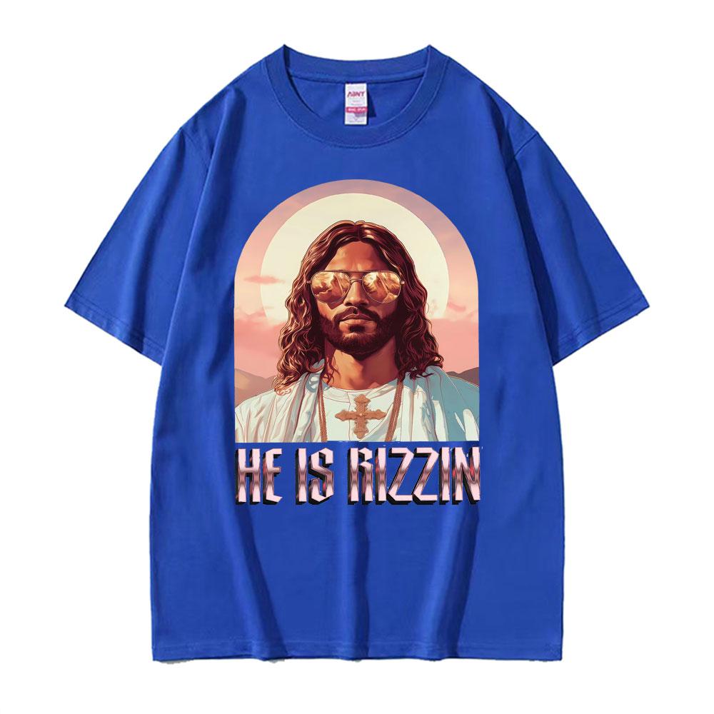 He Ls Rizzin Jesus Rap Easter Jesus Shirt TShirt Unisex Clothing Hip Hop Humor Style T Shirt Tops Unisex Comfort 100 Cotton Tees