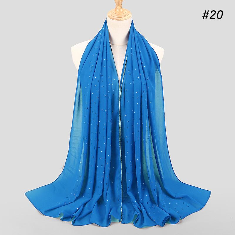 Lain Pearl Bubble Шифон Алмазный Стразы Шаль Шарф Высококачественный Мерцающий Бисер Повязка На Голову Обруч Фуляр Мусульманский Хиджаб Sjaal