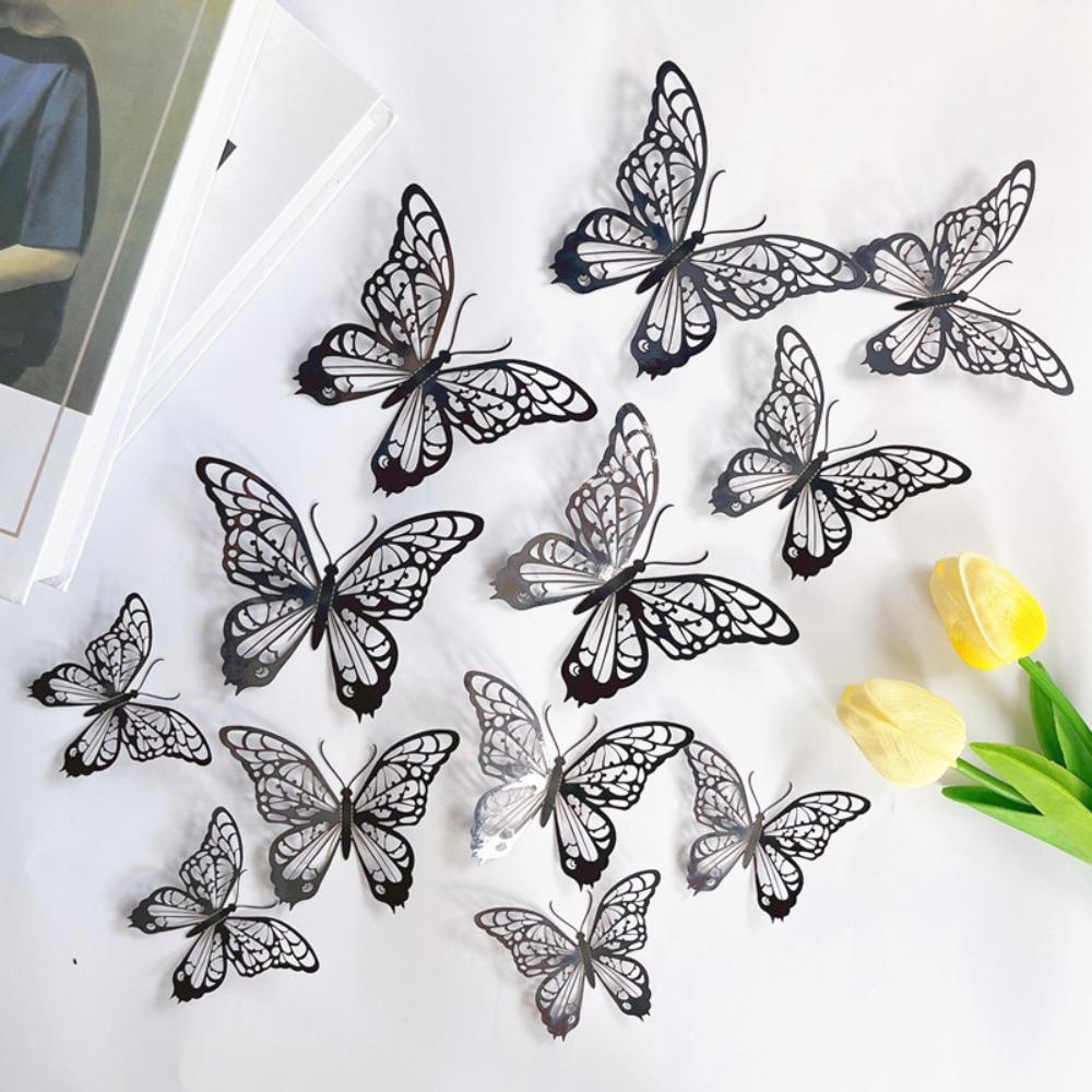 12 шт./набор красочных 3D-бабочки, настенный декор, сделай сам, имитация бабочек, украшения для дома