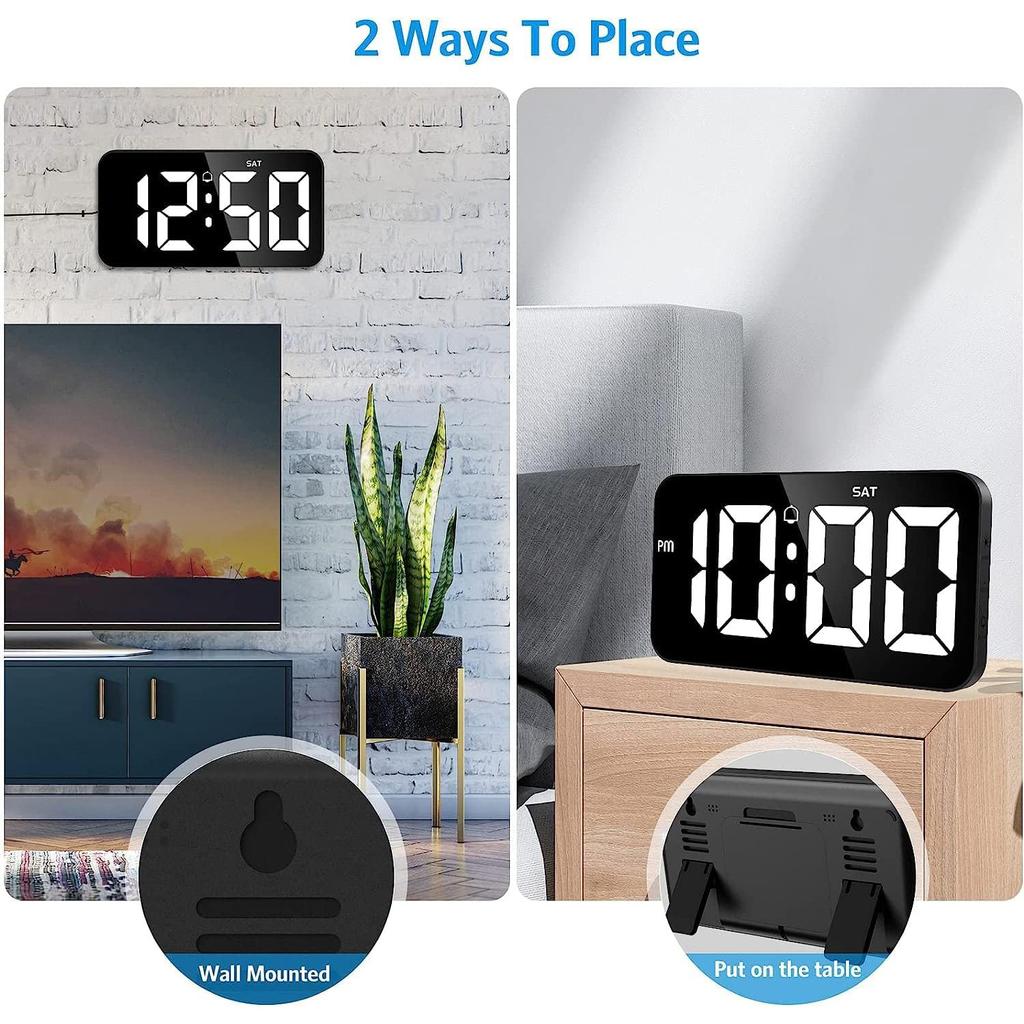 10.8inch Wall Clock USB Power LED Digital Wall Clock with Calendar Display, Adjustable Brightness