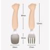 TGM Portable Bear Silicone Petit Stainless Steel Spoon + Fork + Case Set, 1 Set, Sand Beige