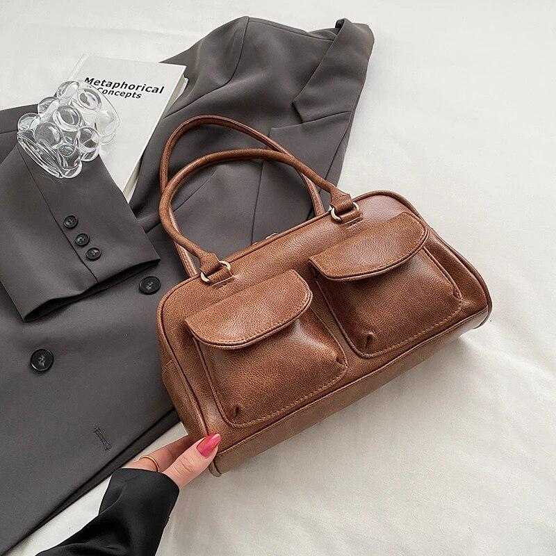 Маленькие сумки на плечо с двойными карманами для женщин, новинка 2024 года, модный тренд, дизайнерская сумка подмышками, женские сумки и кошельки