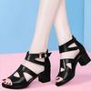 Fashion Sandals for Women Square Heels Platform Black Woman Shoes Round Toe Tip Strip Pole Dance Open Designer Cheap Liquidation Vip F H
