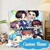 Custom Name K-pop BTS Artwork Characters Blanket bed sofa Blanket Flannel Blanket for Camping, Hiking, Picnic Essentials,gift for Fan family